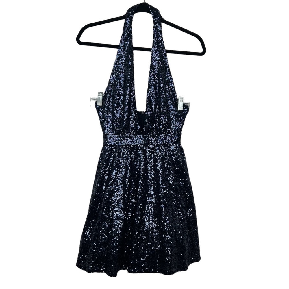 Missguided Blue Sequin Halter Mini Dress US 4